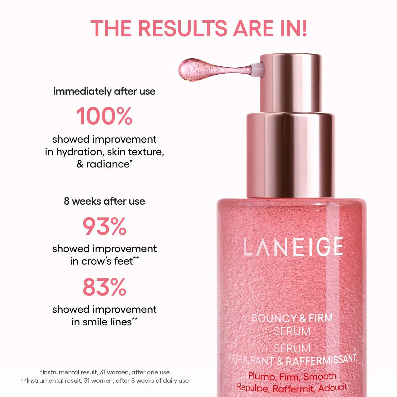 Laneige - Bouncy & Firm Radiance Boosting Serum with Peony & Collagen Complex *Pre-Orden
