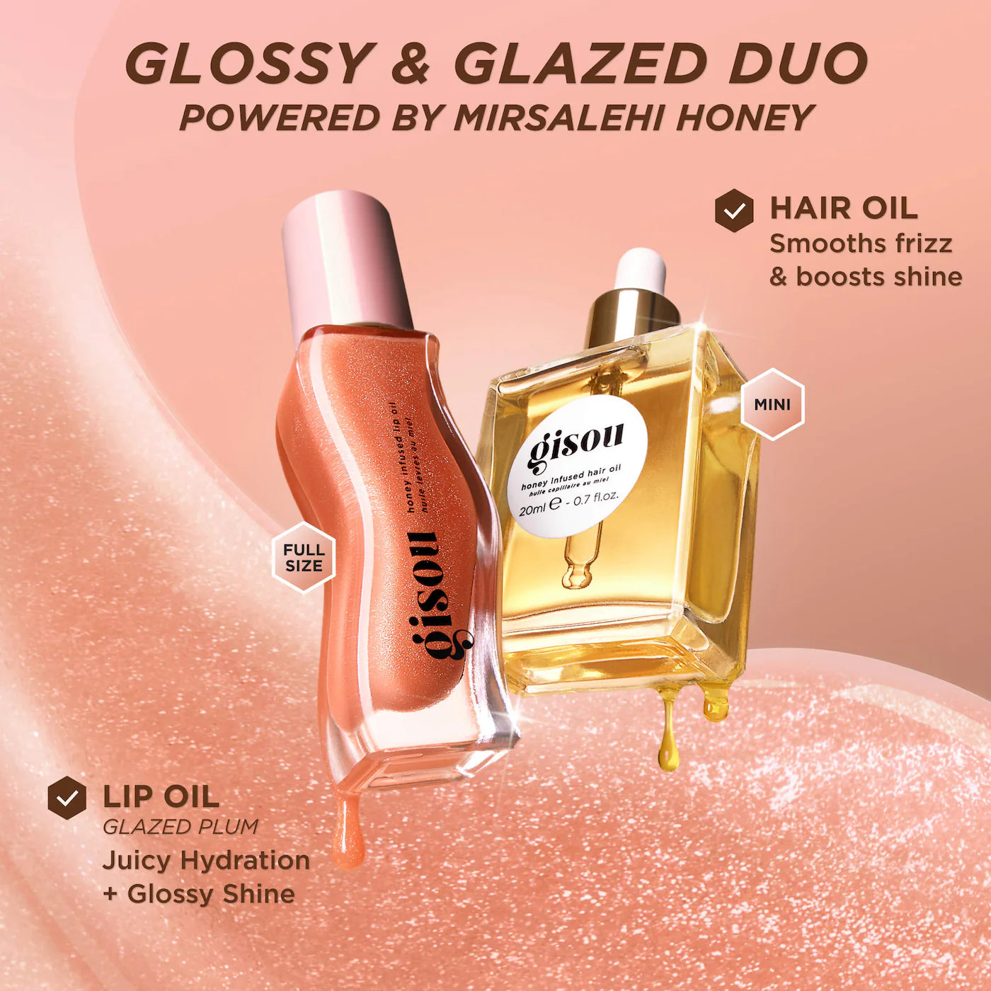 Glossy & Glazed Hair & Lip Oil Gift Set - Gisou *PRE ORDEN
