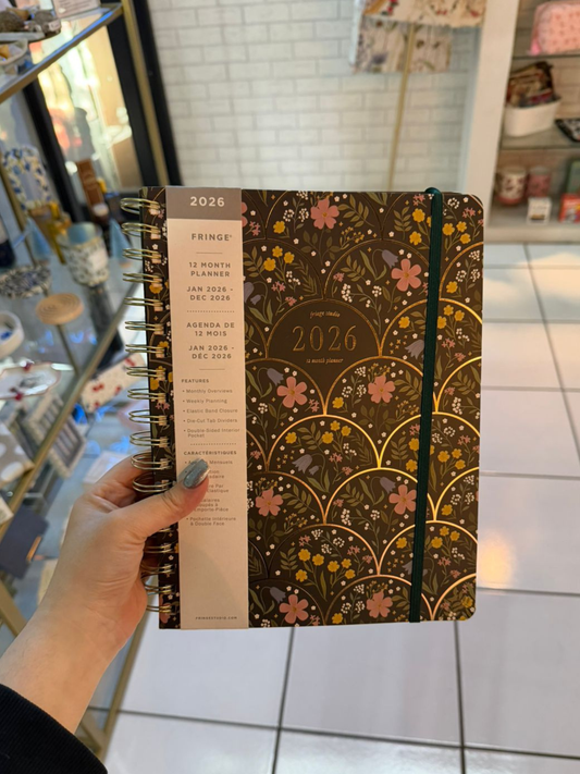 Agenda 2026 negra con flores