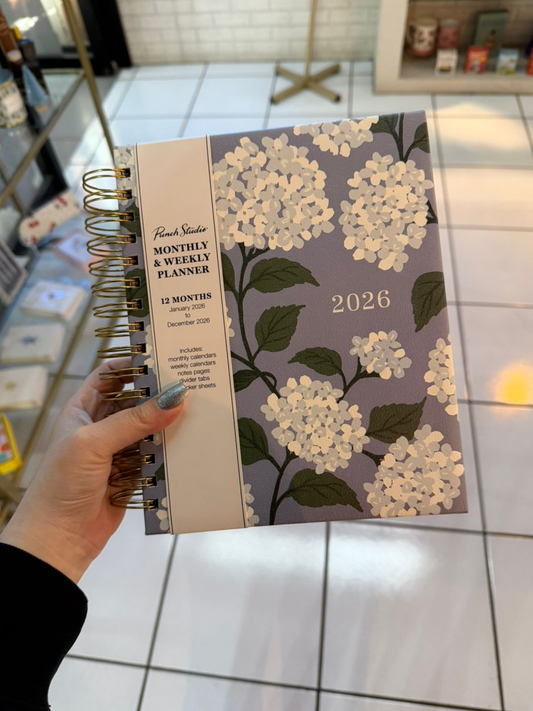 Agenda 2026 azul con flores